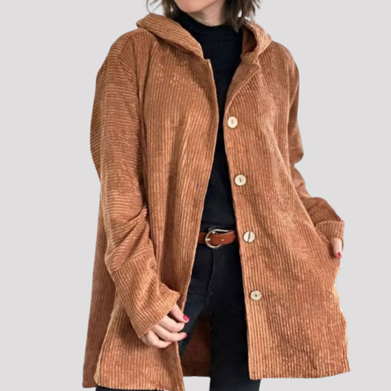 🍂 Uformell fløyelsjakke med hette til høsten 🧥