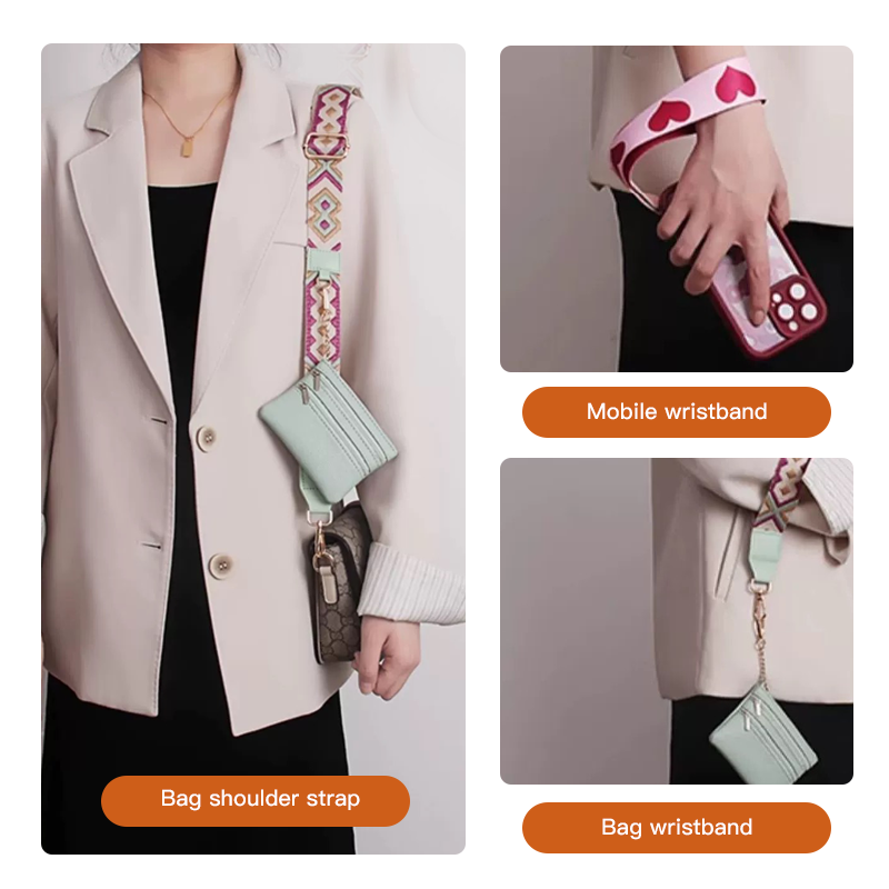 👜🚶♀️ Kombiner en stilig telefonrem med en lommebok med glidelås for å frigjøre hendene.