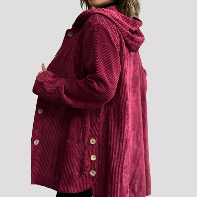 🍂 Uformell fløyelsjakke med hette til høsten 🧥