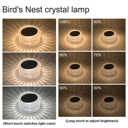 Krystallbordlampe med berøringskontroll og fjernkontroll