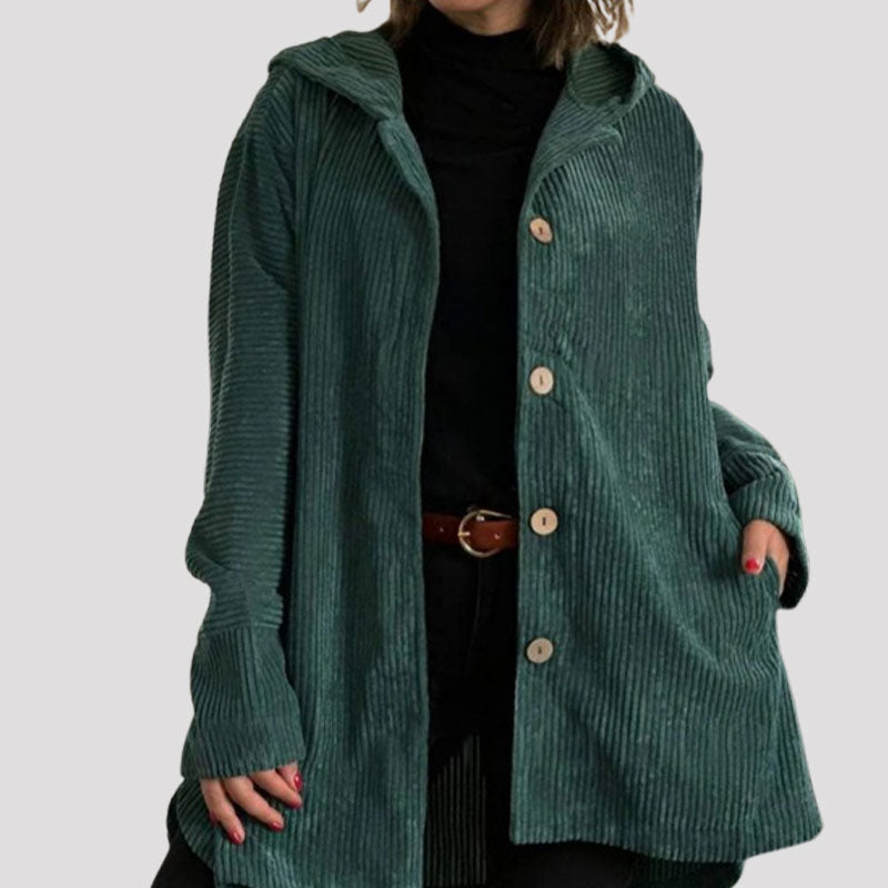 🍂 Uformell fløyelsjakke med hette til høsten 🧥