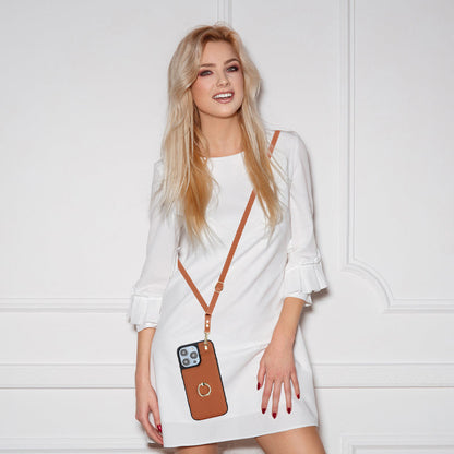 Skråstilt mobiletui i lær med trekkspill - Den perfekte kombinasjonen av stil og funksjonalitet 📱✨