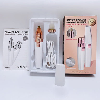 2-i-1-apparat for fjerning av øyenbryn og ansiktshår for kvinner