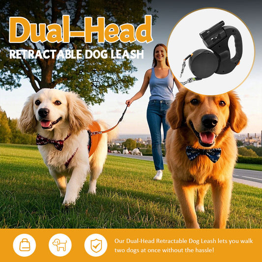 🐶Dobbelthodet uttrekkbart hundebånd – Gå tur med to hunder med letthet!🐾