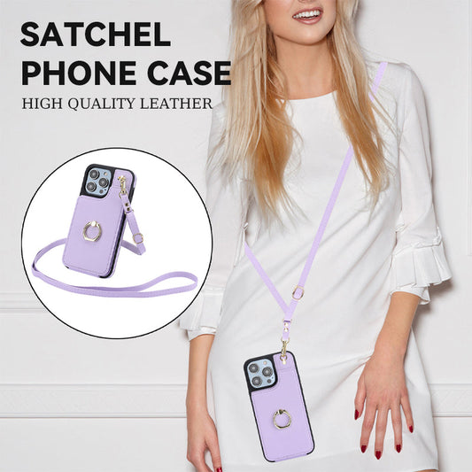 Skråstilt mobiletui i lær med trekkspill - Den perfekte kombinasjonen av stil og funksjonalitet 📱✨