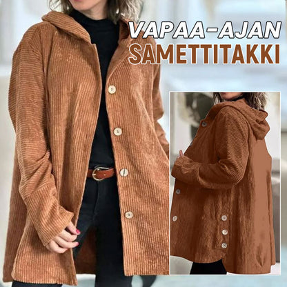 🍂 Uformell fløyelsjakke med hette til høsten 🧥