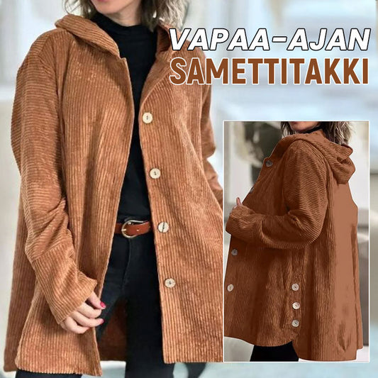 🍂 Uformell fløyelsjakke med hette til høsten 🧥