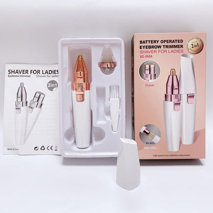 2-i-1-apparat for fjerning av øyenbryn og ansiktshår for kvinner