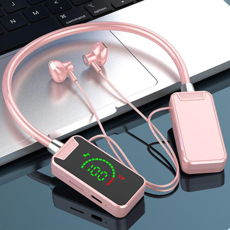 Vanntette, trådløse Bluetooth-hodetelefoner med nakkebøyle og skjerm