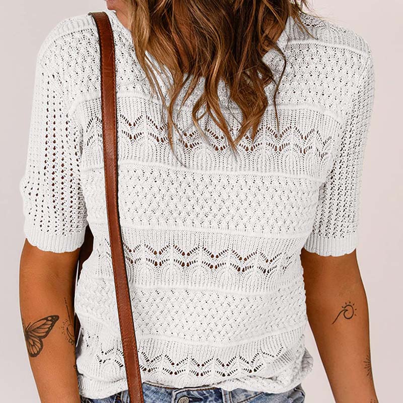 ✨🌸Hul heklet kort ermet skjort