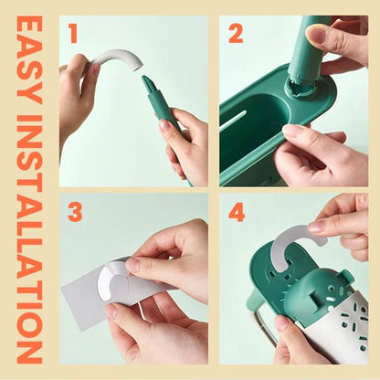 Teleskopisk 2-i-1-holder for oppbevaring i vasken