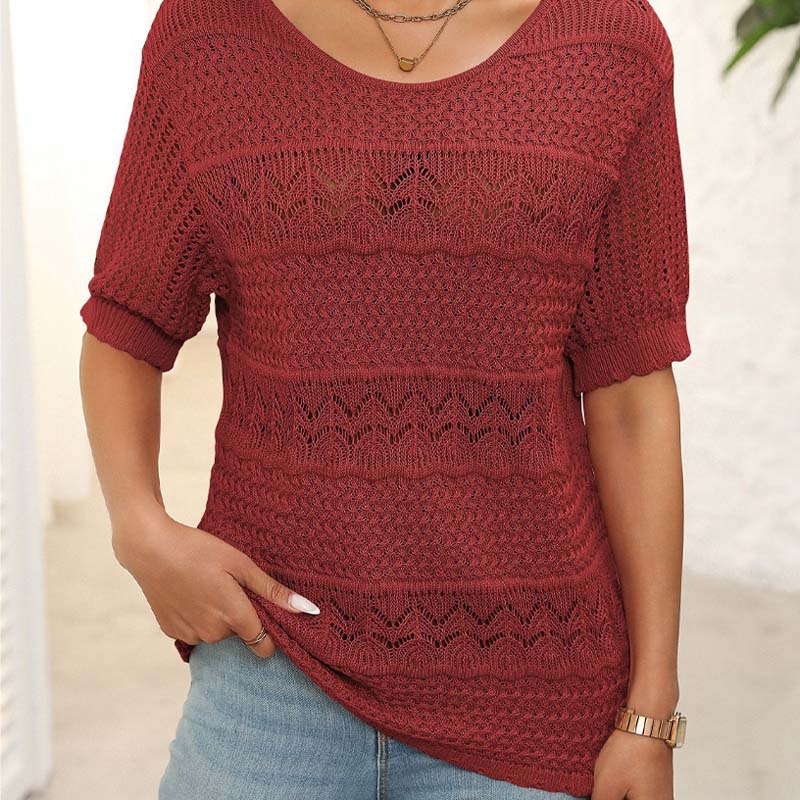 ✨🌸Hul heklet kort ermet skjort