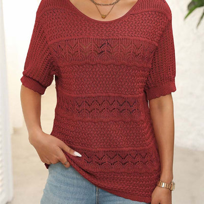 ✨🌸Hul heklet kort ermet skjort