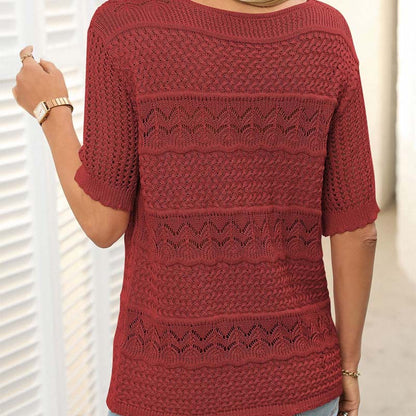 ✨🌸Hul heklet kort ermet skjort