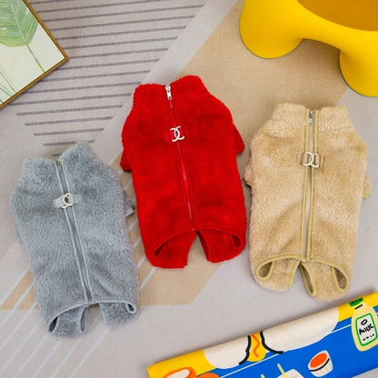 🐶Vinter jumpsuit for hund med glidelås i ryggen