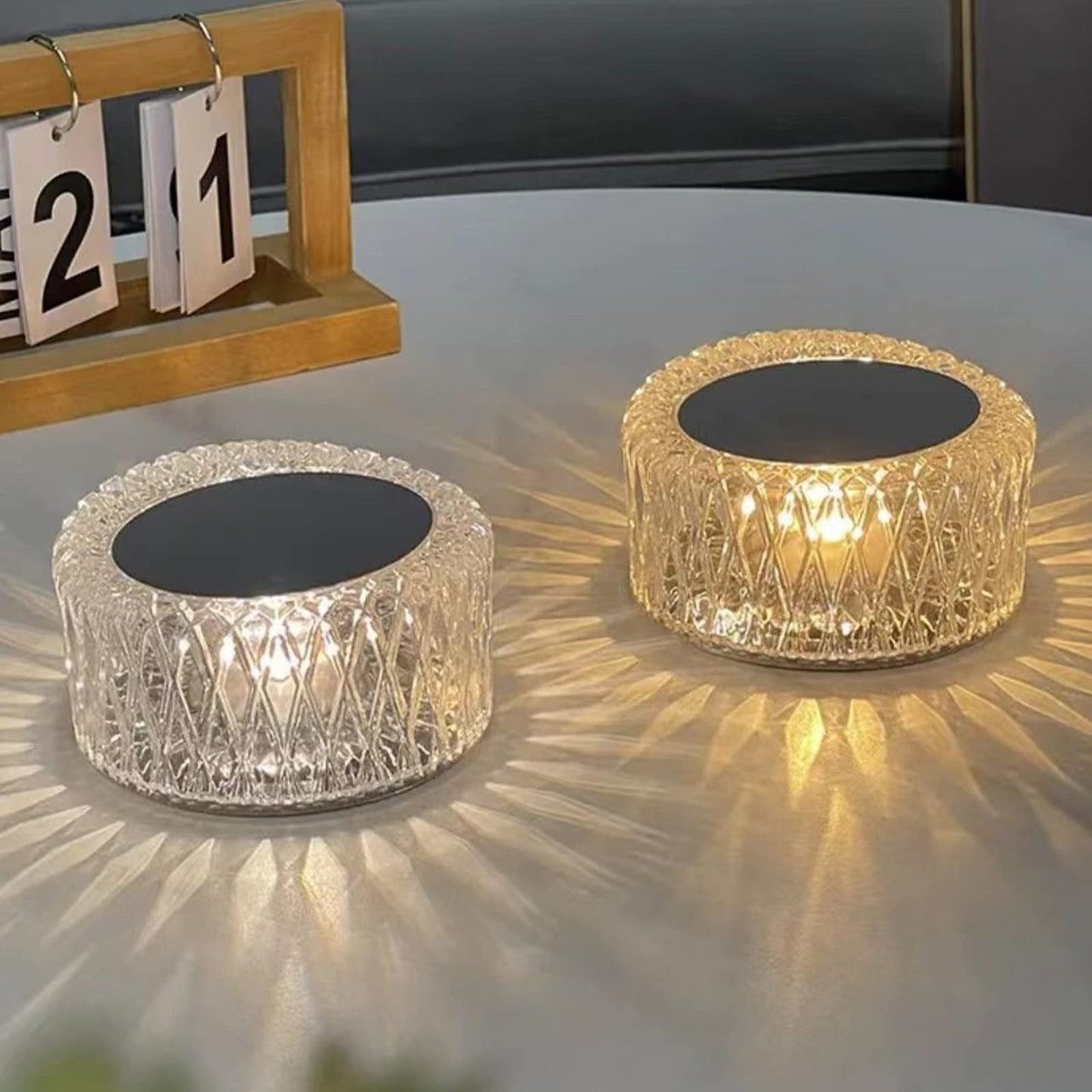 Krystallbordlampe med berøringskontroll og fjernkontroll