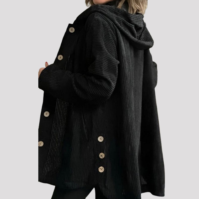 🍂 Uformell fløyelsjakke med hette til høsten 🧥